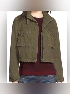 Rag & Bone Women’s Fatigue Jacket Green Cropped Military Cotton Zip Up XS
